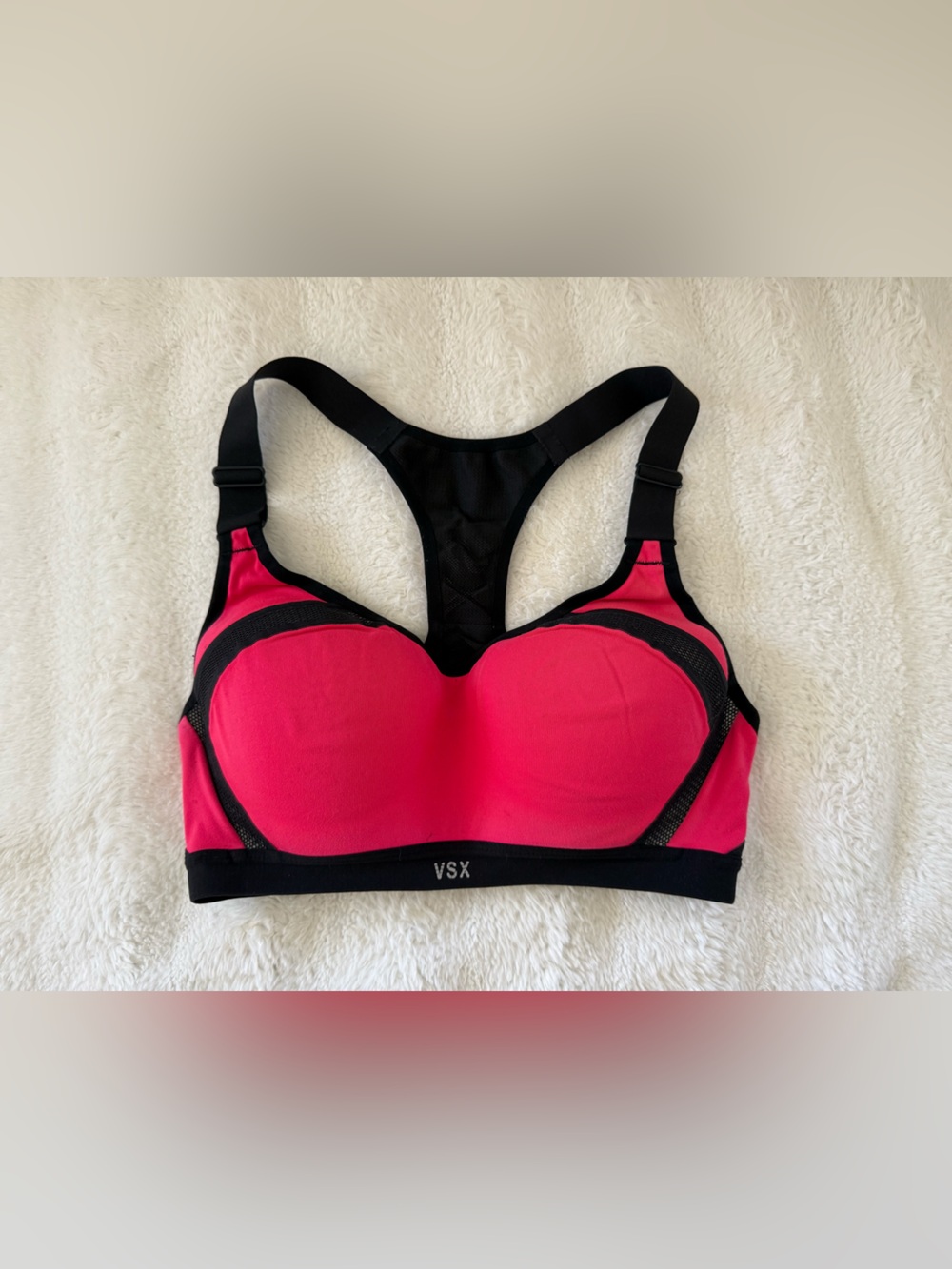 VSX Pink and Black High Support Racerback Sports Bra